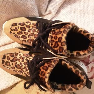 Gold/Cheetah print sneakers